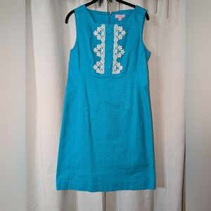 Turquoise Lilly Pulitzer Adelson Jacquard Shift Dress Size 10